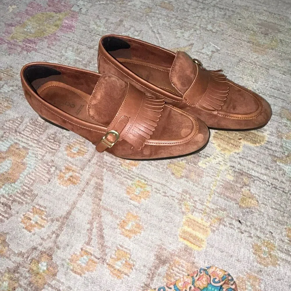 Aldo brown suede kiltie loafer dress shoe sz 7